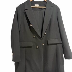 Laura Plus Black Blazer Jacket with Decorative Gold Detail Classic